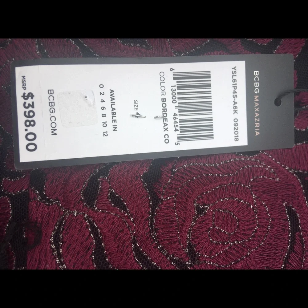 ASO BCBG dress cocktail wedding guest tulle holiday embroidery 4 new $398